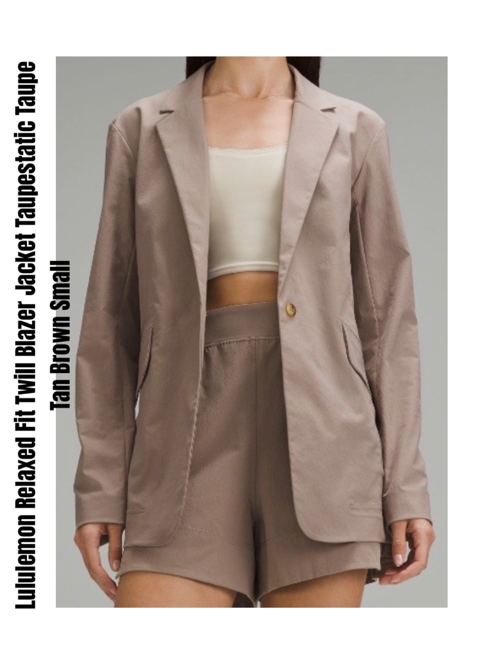 Lululemon Relaxed Fit Twill Blazer Jacket Taupestatic Taupe Tan Brown Small